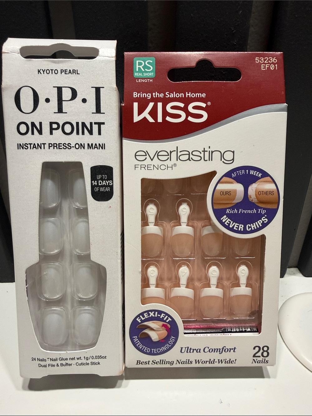 KISS Everlasting French Press-On Nails - White and Natural Pink